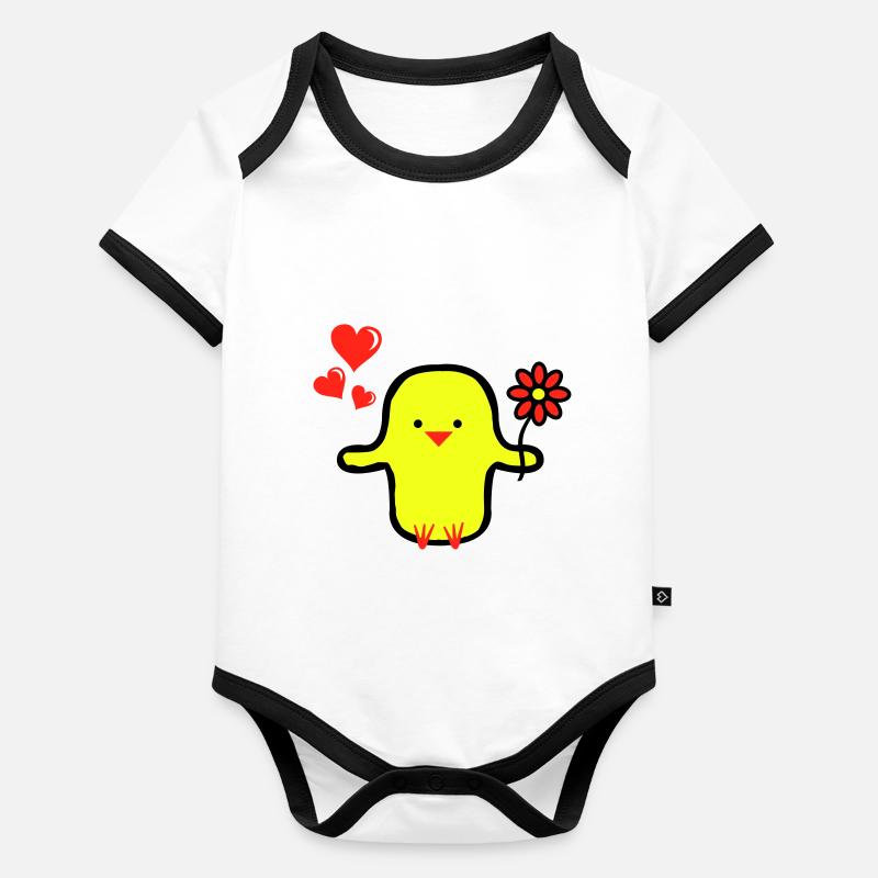 cute bird in love Baby Bio-Kurzarm-Kontrastbody