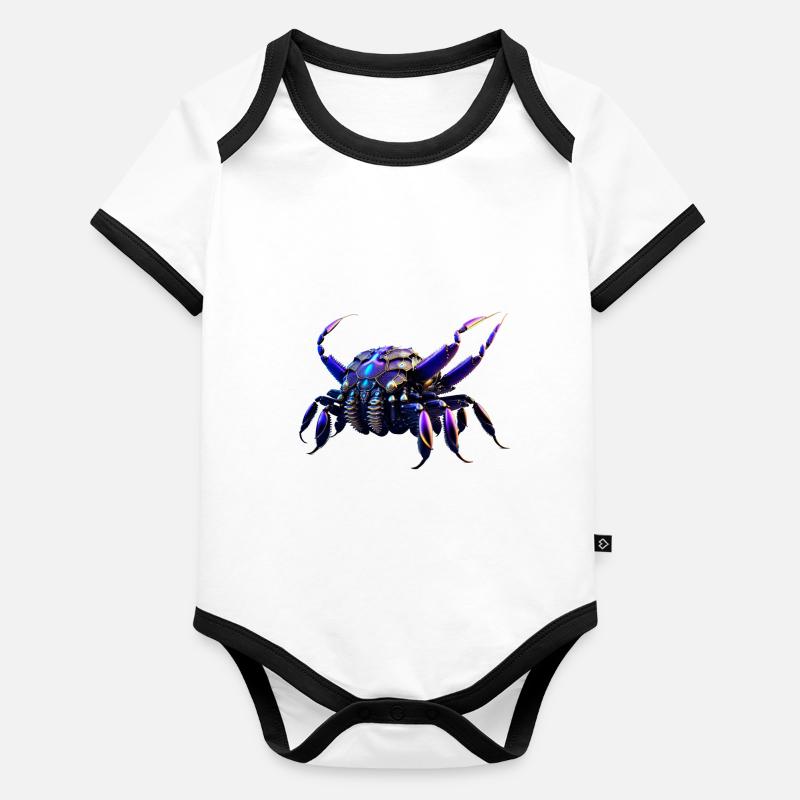Crabe robot Body Bébé bio contrasté manches courtes