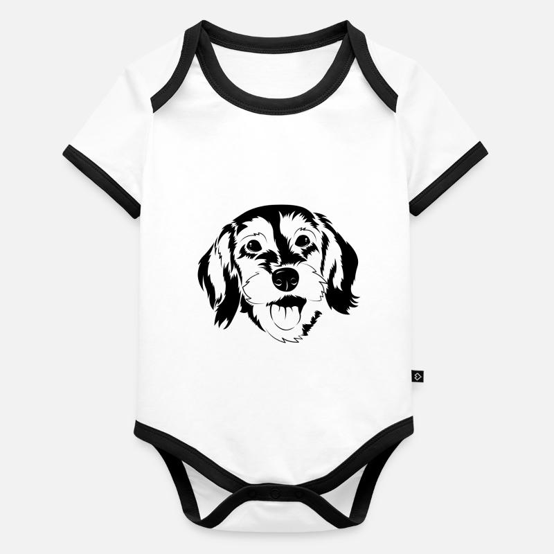 Visage de teckel Body Bébé bio contrasté manches courtes