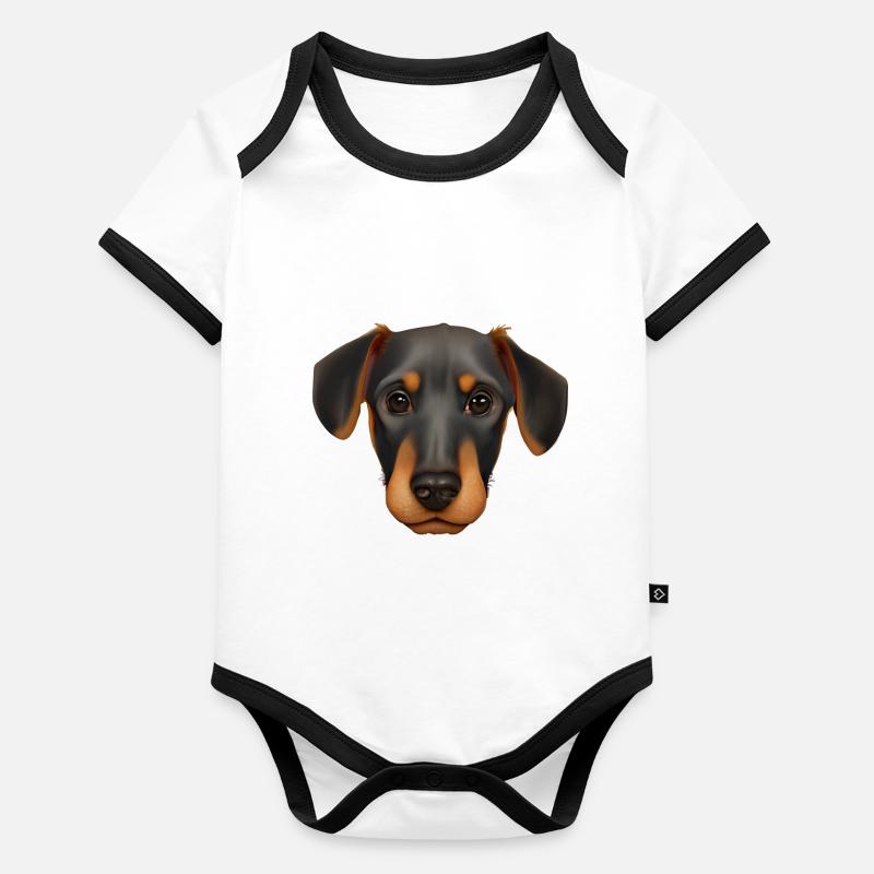 Dobermanntrainer Dobermann Hund Dobermannwelpe Baby Bio-Kurzarm-Kontrastbody