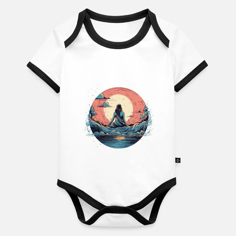 Onde de méditation Body Bébé bio contrasté manches courtes