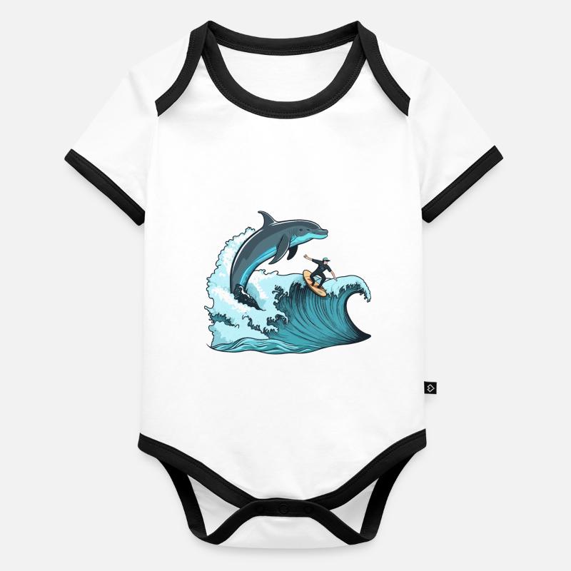 Surfen mit einem Freund Baby Bio-Kurzarm-Kontrastbody