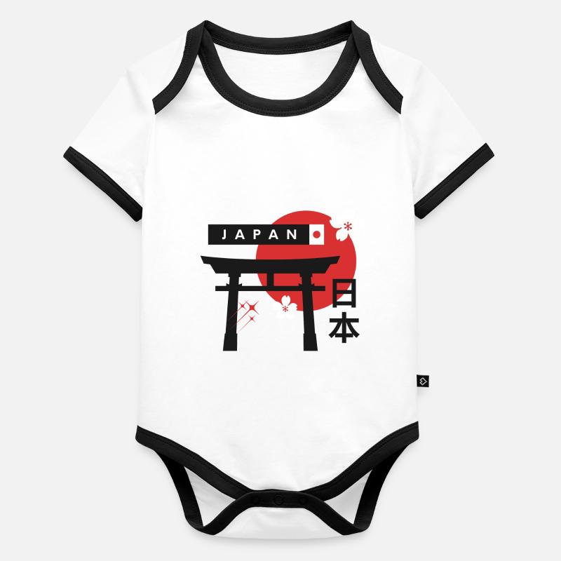 Japon Body Bébé bio contrasté manches courtes