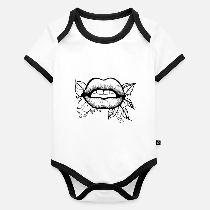 Lips, mouth, kissing lips Organic Baby Contrasting Bodysuit