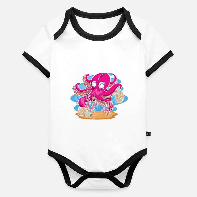 Cute Octopus Ocean Animal Gift Idea Octopus Organic Baby Contrasting Bodysuit