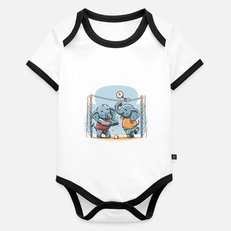 Elefanten-Stachel Baby Bio-Kurzarm-Kontrastbody