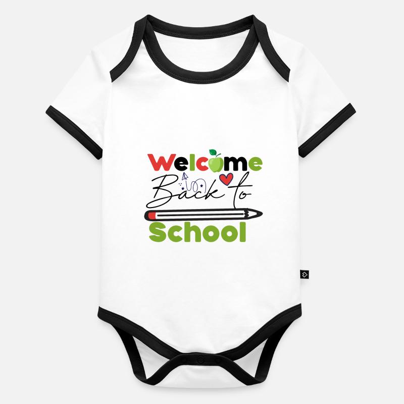 Welcome back to school, Schulbeginn Schulstart Fun Baby Bio-Kurzarm-Kontrastbody