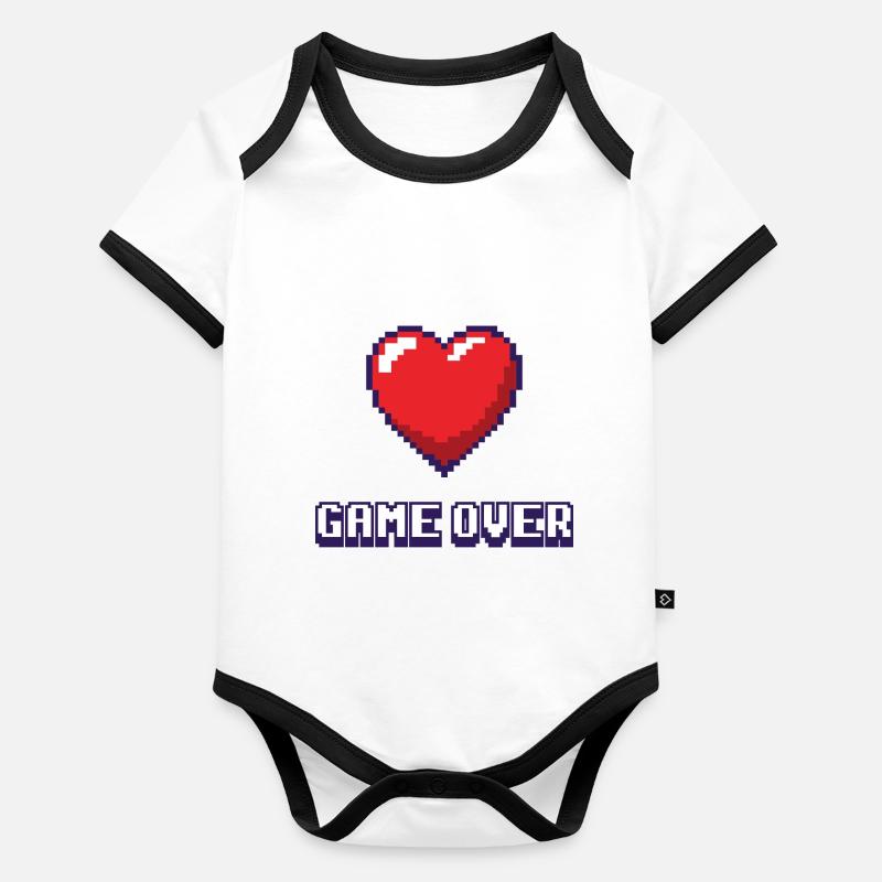 Game Over violet 2 Body Bébé bio contrasté manches courtes