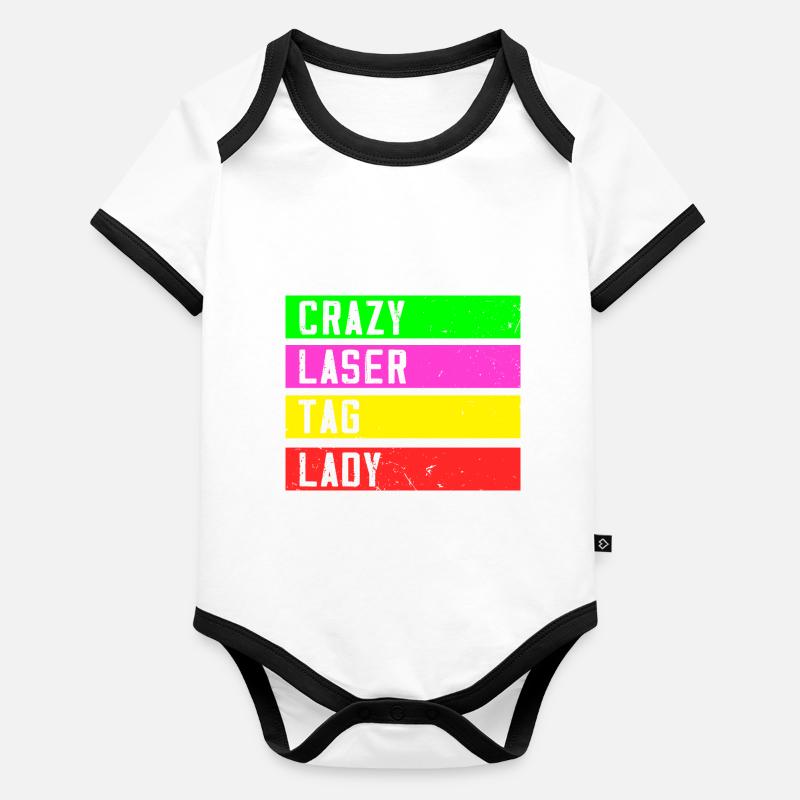 Crazy Laser Tag Lady Body Bébé bio contrasté manches courtes