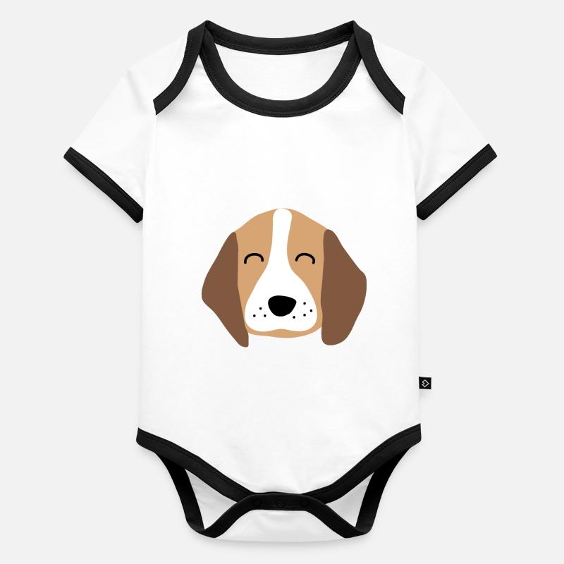 Cute puppy face 2 Organic Baby Contrasting Bodysuit
