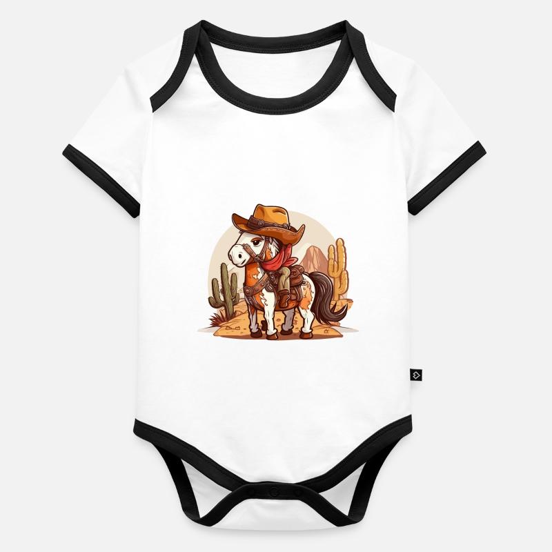 Aventurier équin Body Bébé bio contrasté manches courtes