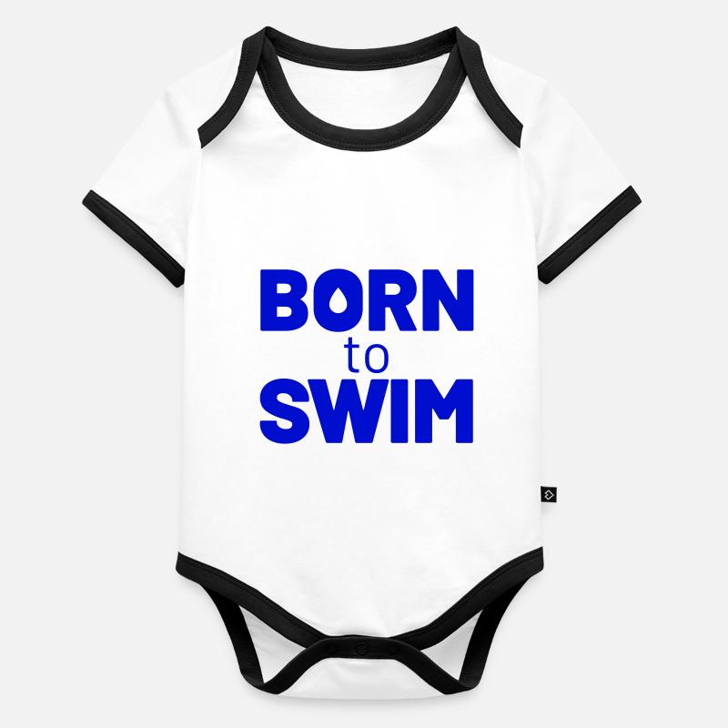Né pour nager Body Bébé bio contrasté manches courtes