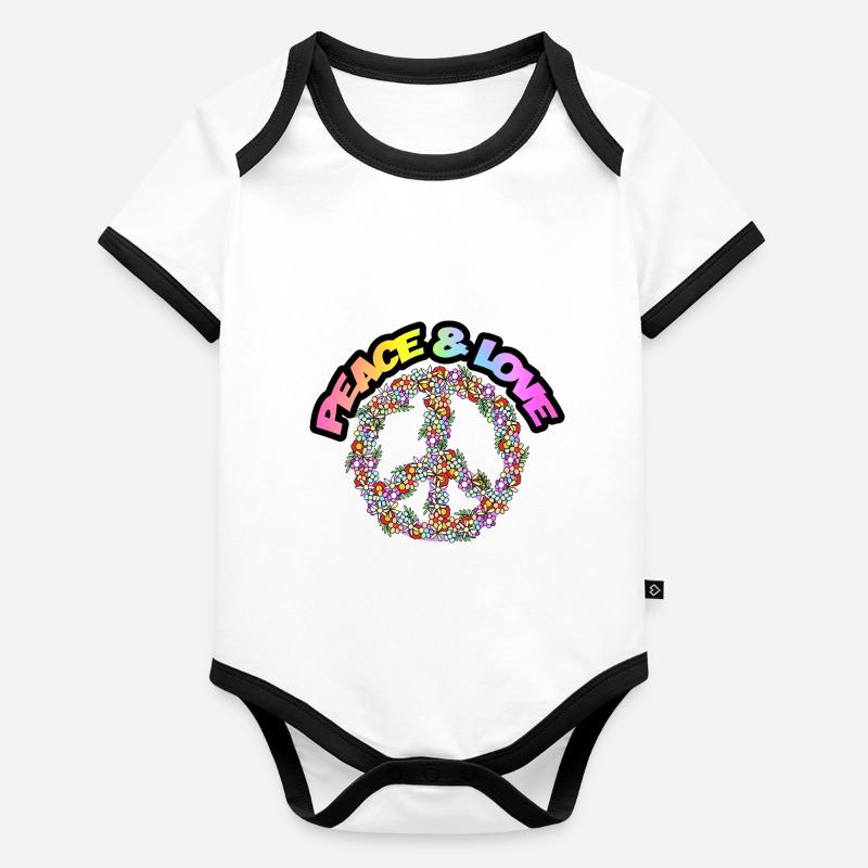 PEACE AND LOVE Body Bébé bio contrasté manches courtes