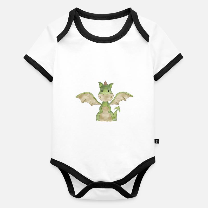 Drache Diego Baby Bio-Kurzarm-Kontrastbody