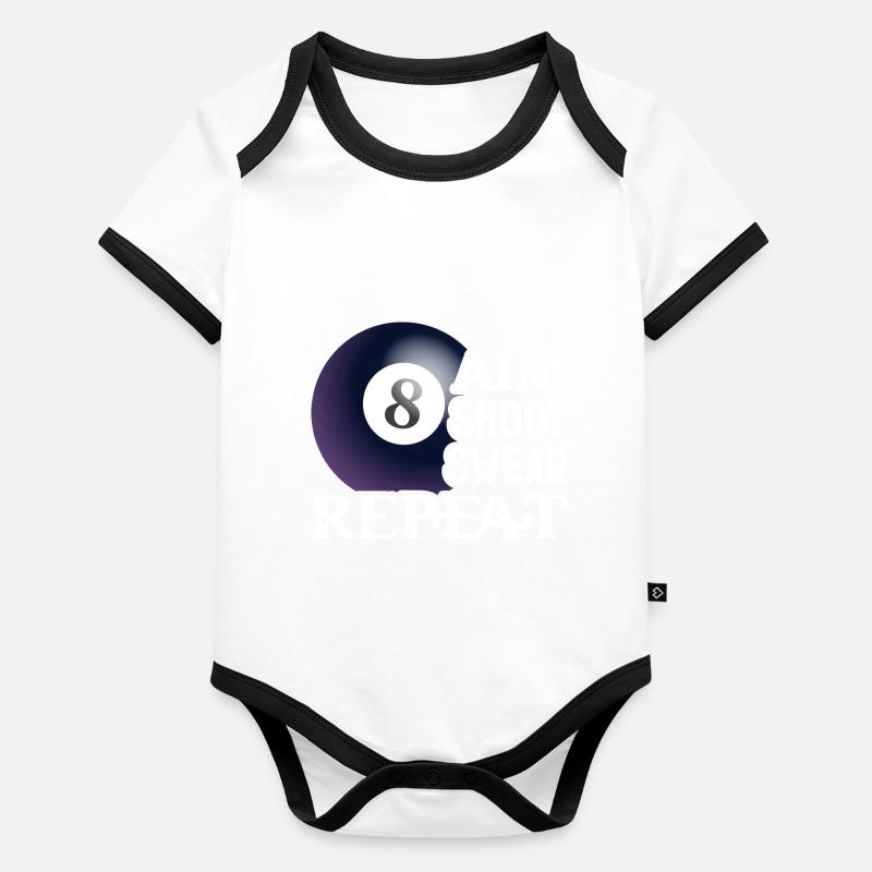 Aim Shoot Swear Repeat Billiard Player PoolBillard Baby Bio-Kurzarm-Kontrastbody