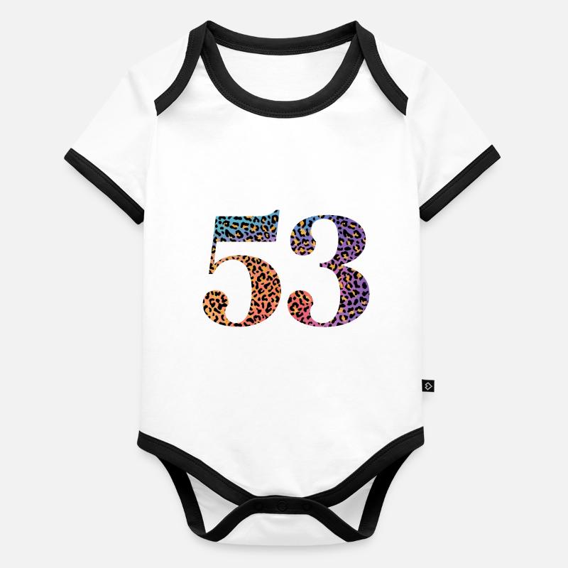 53e anniversaire léopard Body Bébé bio contrasté manches courtes