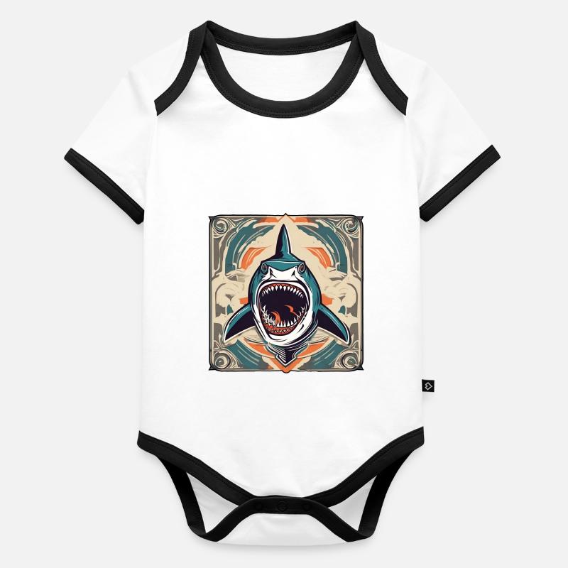 Requin / Faune / Sous-marin / Mer / Océan Body Bébé bio contrasté manches courtes