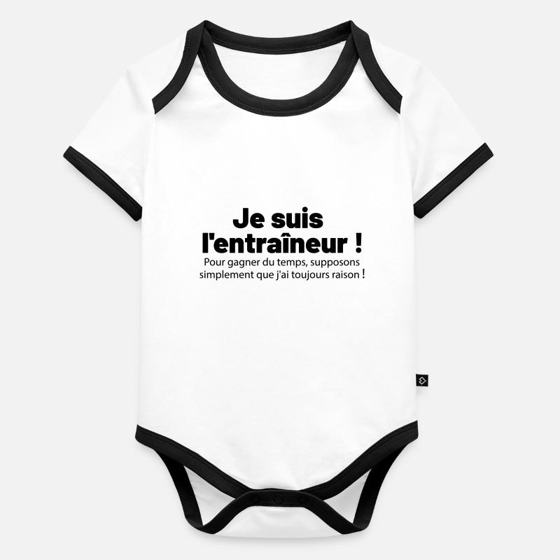 Je suis l'entraîneur ! Body Bébé bio contrasté manches courtes