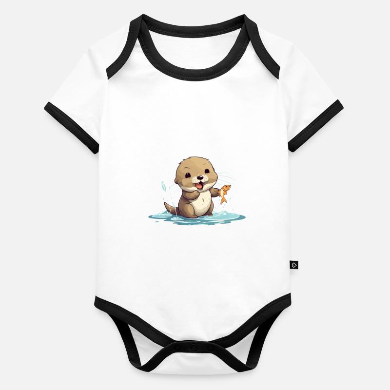 Mignon bébé loutre Body Bébé bio contrasté manches courtes