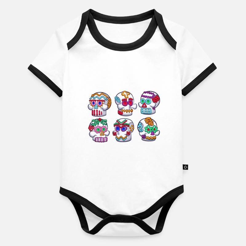 Zucker-Schädel Baby Bio-Kurzarm-Kontrastbody
