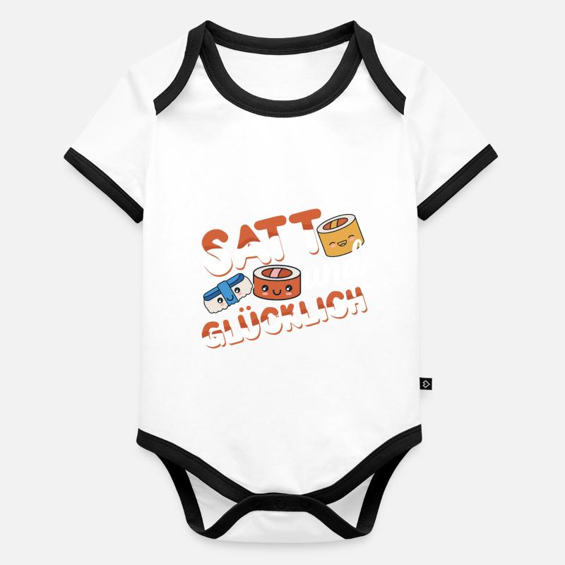 Sushi Essen Satt und Glücklich Baby Bio-Kurzarm-Kontrastbody