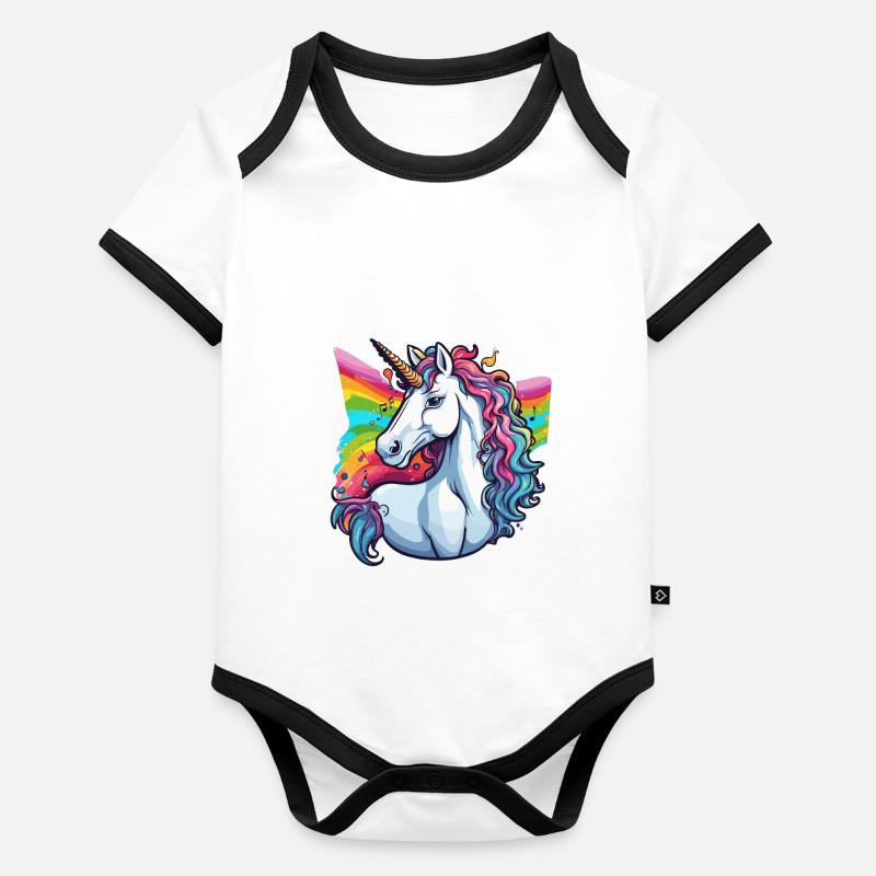 Einhorn / Pferd / Mädchen / Fabelwesen / Märchen Baby Bio-Kurzarm-Kontrastbody