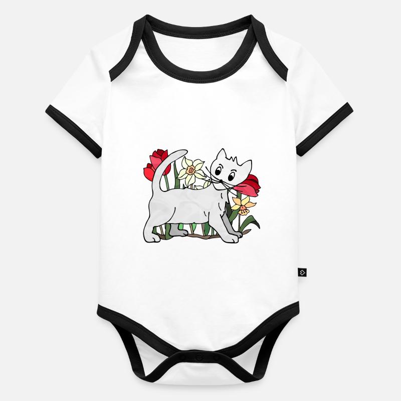 Cat Organic Baby Contrasting Bodysuit