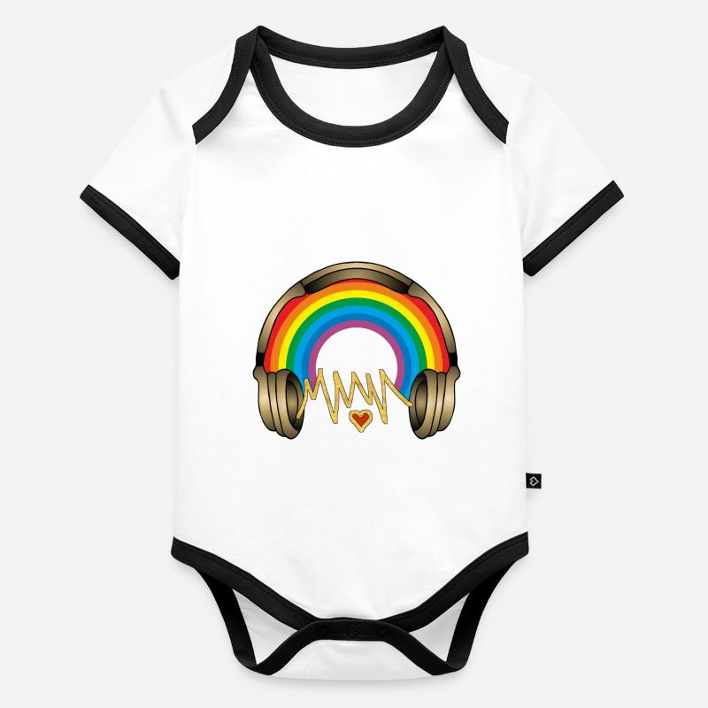 Kopfhörer Baby Bio-Kurzarm-Kontrastbody