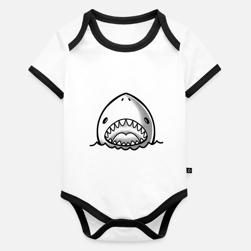 mignon visage de requin avec la bouche ouverte Body Bébé bio contrasté manches courtes