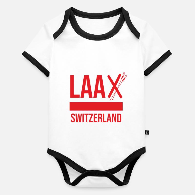 Souvenir de Laax dans les Grisons Body Bébé bio contrasté manches courtes