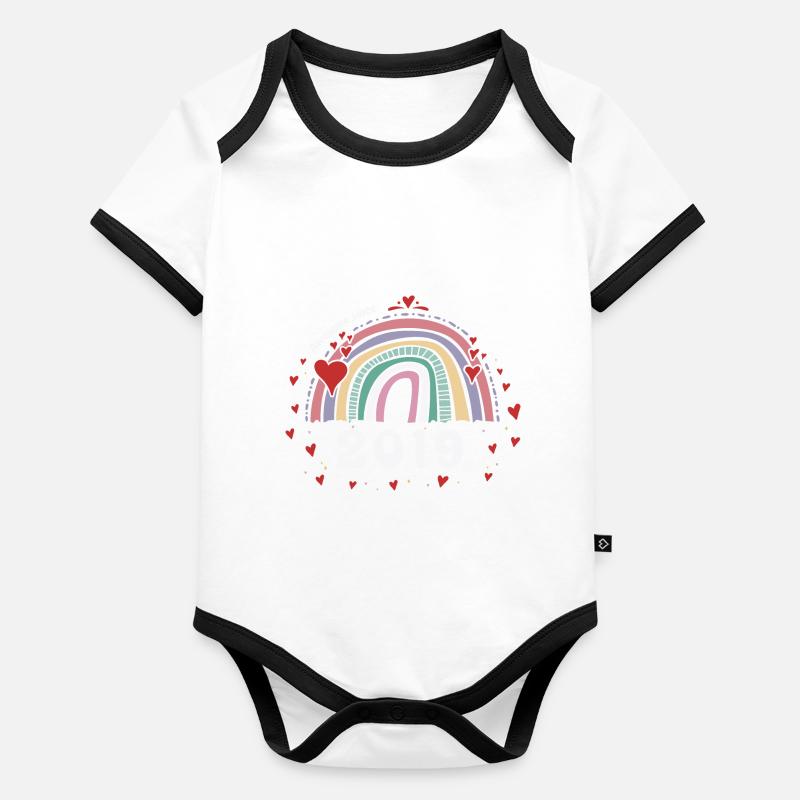 Cute Rainbow Awesome 2019 - 4th Birthday w/ Organic Baby Contrasting Bodysuit