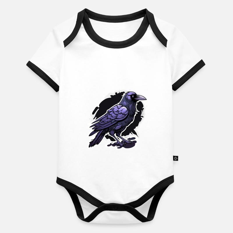 Raven / Bird / Animal / Flying / Feathers / Wings Organic Baby Contrasting Bodysuit