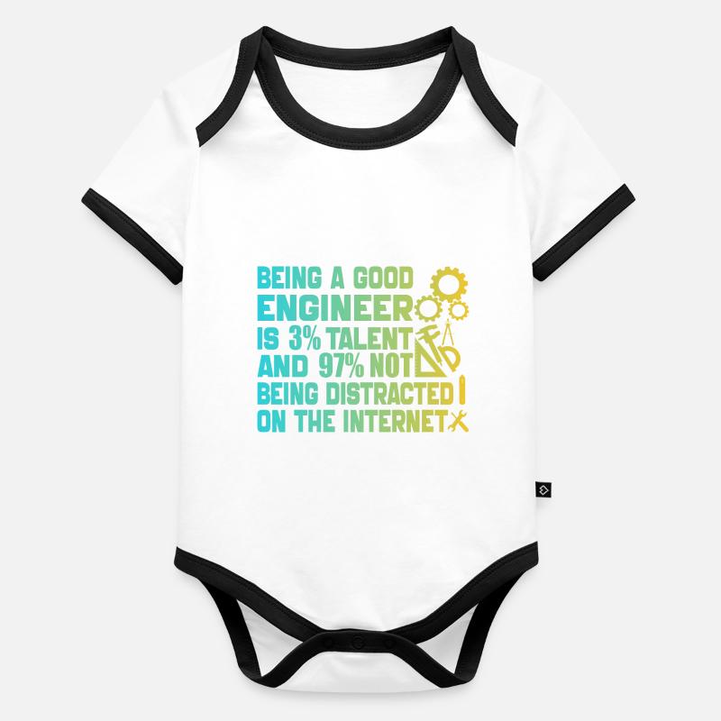Funny Engineer Men Women Mechanical Engineering Organic Baby Contrasting Bodysuit