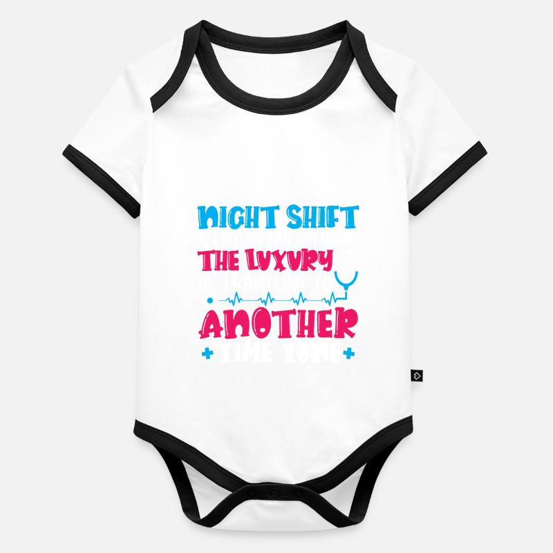 Night Shift is like jet lag Baby Bio-Kurzarm-Kontrastbody