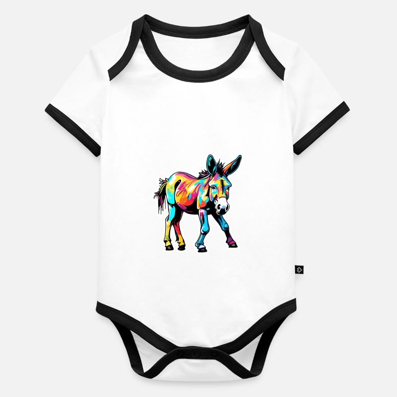 Esel / Tier /Grautier / Mähne / iah / Lasstier Baby Bio-Kurzarm-Kontrastbody