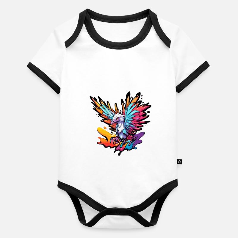 Phénix / Oiseau / Animal / Créature mythique / Feu Body Bébé bio contrasté manches courtes