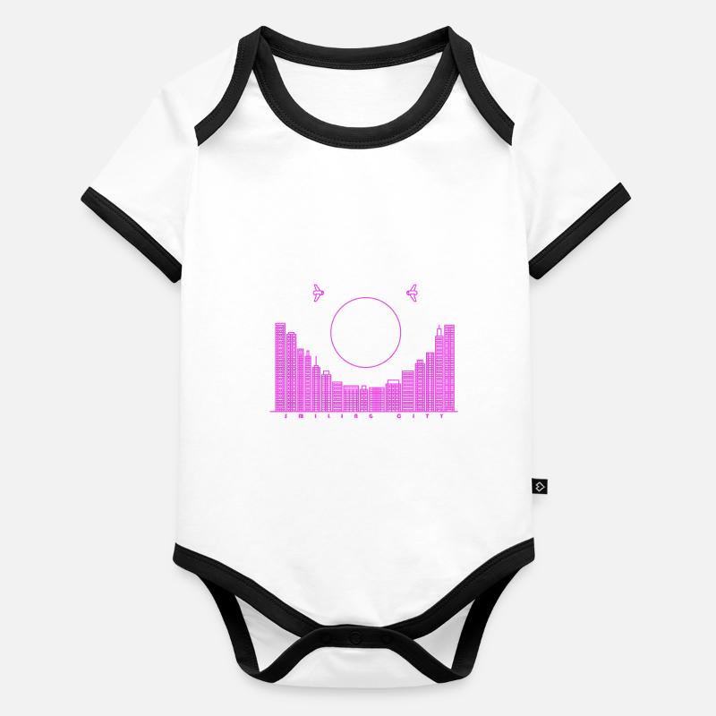 SmilingCity - lila Version Baby Bio-Kurzarm-Kontrastbody