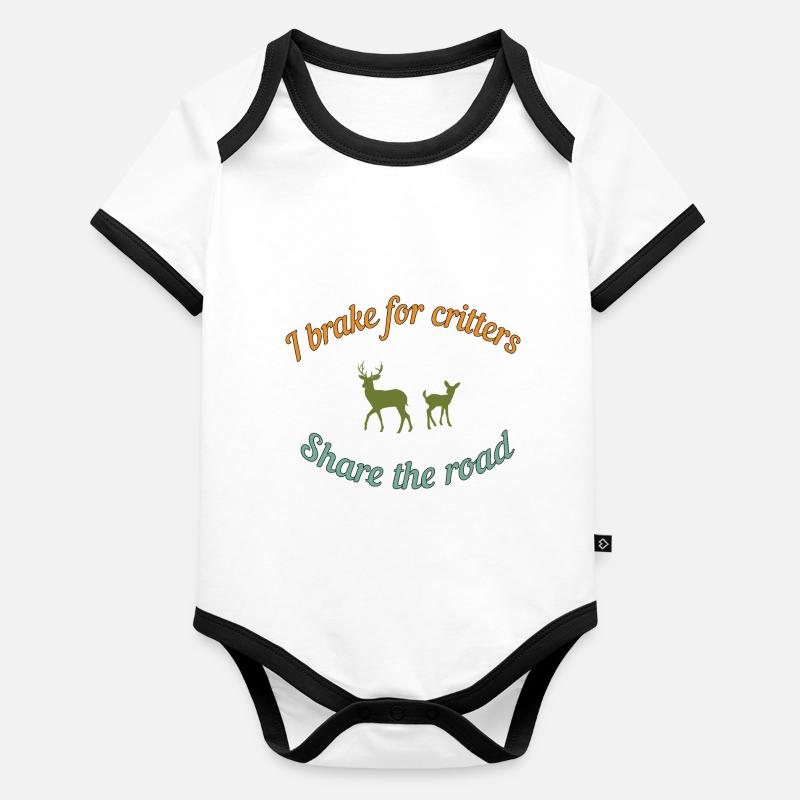 Je freine pour les animaux Body Bébé bio contrasté manches courtes