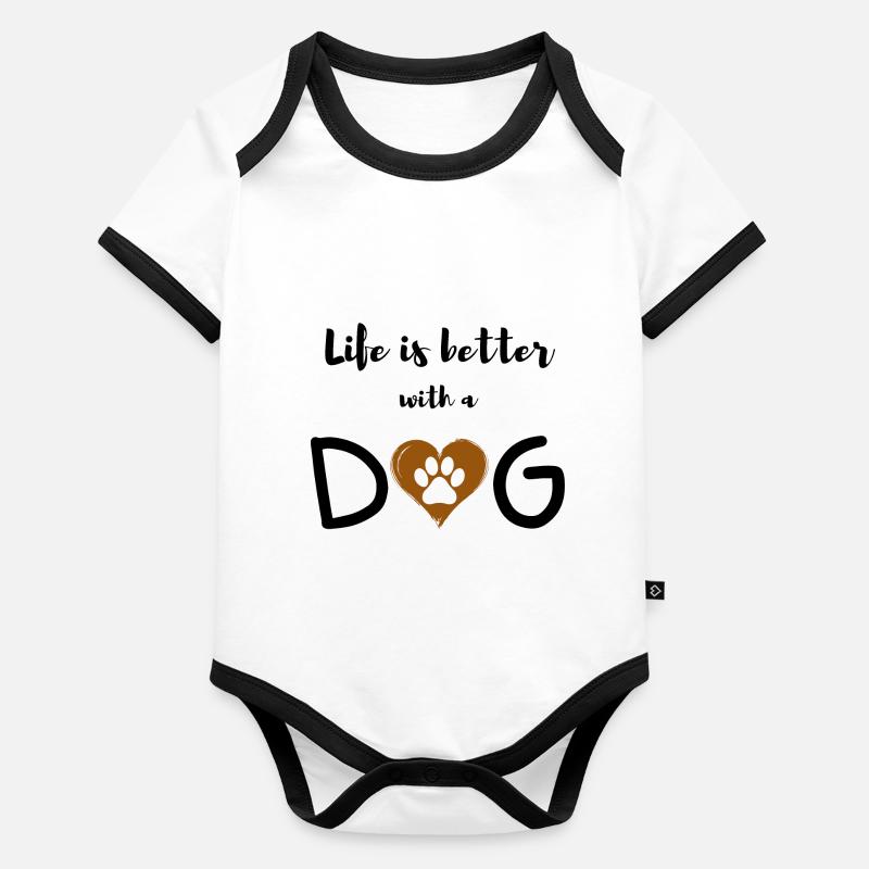 J’adore les chiens Body Bébé bio contrasté manches courtes