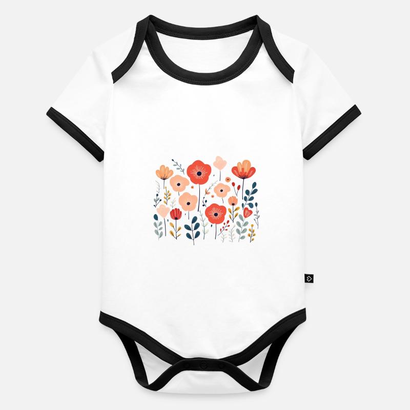 Coquelicots Body Bébé bio contrasté manches courtes