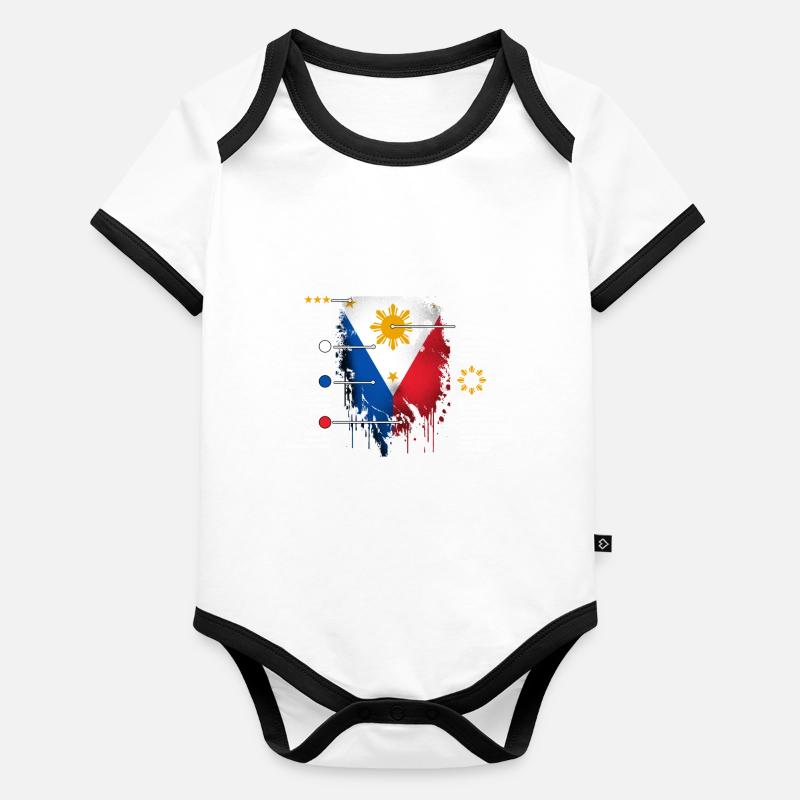Philippines Filipino Flag Pride I Gift Organic Baby Contrasting Bodysuit