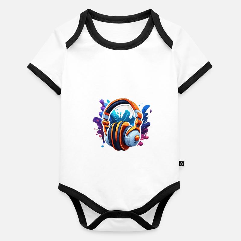 Kopfhörer / Audio / Musik / Klang / Studio / cool Baby Bio-Kurzarm-Kontrastbody