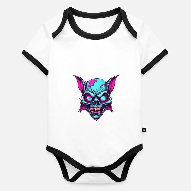 Fledermaus / Vampir / Dracula / Tier / Halloween Baby Bio-Kurzarm-Kontrastbody