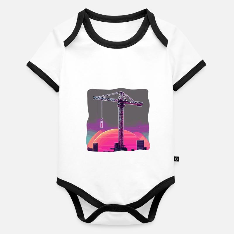 Kran / Baustelle / Seilwinde / Kransystem Baby Bio-Kurzarm-Kontrastbody