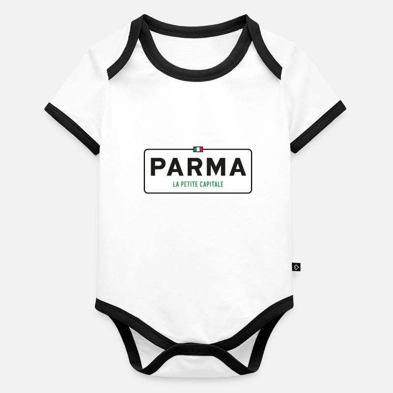 Panneau de la ville de Parme Body Bébé bio contrasté manches courtes