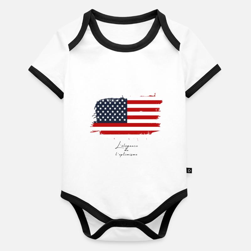 États Unis Body Bébé bio contrasté manches courtes