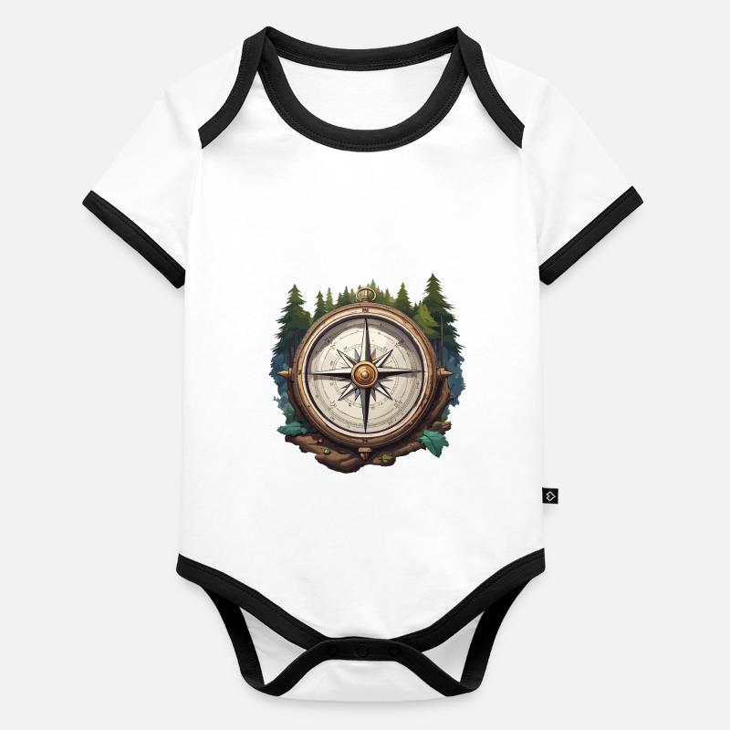 Compass / Cardinal Direction / Travel / Survival Organic Baby Contrasting Bodysuit