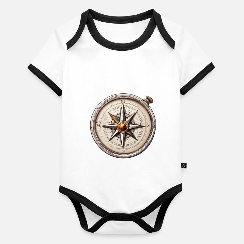 Compass / Cardinal Direction / Travel / Survival Organic Baby Contrasting Bodysuit