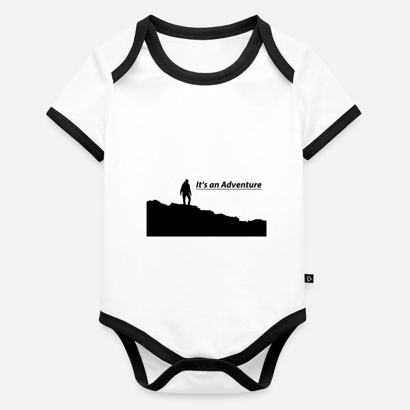 Die Silhouette eines wandert auf dem Gipfel des Berges Baby Bio-Kurzarm-Kontrastbody