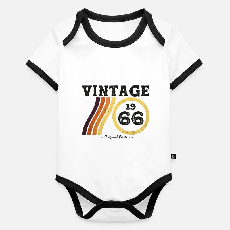 Classique Édition Limitée Vintage 1966 Rétro 58 Body Bébé bio contrasté manches courtes